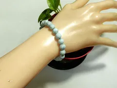 天然石 ラリマー(ペクトライト)7.8mm〜8.2mm玉ブレスレット 内周16.4cm 　　250720408