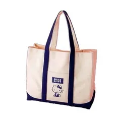 ⭐︎新品⭐︎キティちゃん Hello Kittyトートーバック 綿100％鞄ネイビーブルー