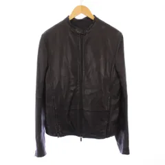 【美品】エンポリオアルマーニ 黒メッシュレザーシングルライダースジャケット48 美品】エンポリオアルマーニ 黒メッシュレザーシングル