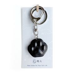 肉球キーホルダー（黒No.1 / 大）（猫の手, 犬の手, 立体, レザー, 本革, 猫グッズ, ギフト, プレゼント）