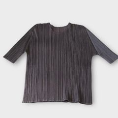 美品 PLEATS PLEASE 半袖 ブラウス ネイビー カットソー トップス