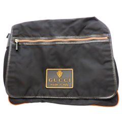 ≪値下げ≫【中古】GUCCI グッチ メッセンジャーバッグ ナイロン 型番:189666 クロスボディ メンズ ブラック×オレンジ A2403656【無料ギフトラッピング承ります】
