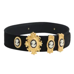 【名古屋】フォンタナ コンチョ付きベルト ブラック スエード ゴールド金具 42 70-75cm 服飾小物 レディースファッション 女