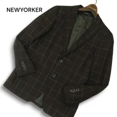 NEWYORKER ニューヨーカー 秋冬 総裏★ ウール シルク混 ウィンドウペン チェック テーラード ジャケット Sz.S メンズのサムネイル