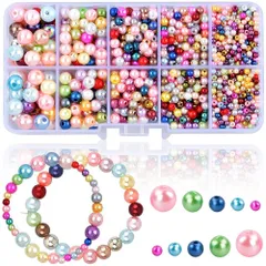 新品 パールビーズ 模造真珠 約1760pcs カラフルパール ABSストレートホールラウンド アクセサリー 丸型 穴開 3/4/5/6/8mm 光沢 DIYクラフト材料 ブレスレット/ネックレス/イヤリング/ペンダント 美しい装飾を作 手芸材料 DIY用 手