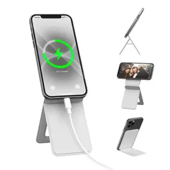 新品 スマホスタンド 卓上 携帯スタンド 強力磁力スタンド PUレザー素材 耐久 七変化マルチスタンド 薄型 軽量 多角度調整 折り畳みマグネットリング Magsafe 対応 iPhone16/15/14/13/12シリーズ全機種対応 縦横滑り止め 高安定性
