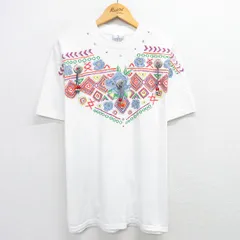XL/古着 半袖 ビンテージ Tシャツ メンズ 90s 花 クルーネック 白 ホワイト 25may30 中古