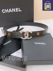 【今日特価】Chanel Double C レザーベルト-1