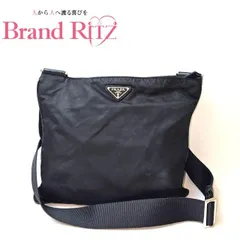 中古 プラダ ショルダーバッグ 三角 ロゴプレート テスート ナイロン 斜め掛け Bランク ブラック レディース PRADA 【送料無料】【三田店】