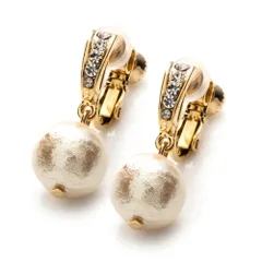 【ゴールド×ネジ式イヤリング】[Cream dot. クリームドット公式] イヤリング レディース 金属アレルギー ニッケルフリー シリコンカバー 揺れる ネジ式 クリップ式 ビジュー コットンパール 上品 エレガント 結婚式 お呼ばれ