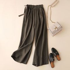 ボトムス リネンパンツ 綿混 麻 ストレートパンツ ウエストゴム レディース 韓国ファッション ナチュラル シンプル ラフ 楽ちん 夏パンツ 涼感