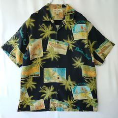 トミーバハマ  TOMMY BAHAMA シルク 開襟シャツ プリント柄 M カリフォルニア
