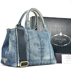 PRADA プラダ カナパ　デニム　ハンドバッグ　ギャランティカード　肩掛け PRADA プラダ カナパ デニム ハンドバッグ ギャランティカード