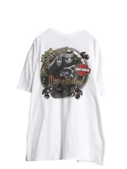 【お得なクーポン配布中!】 ハーレーダビッドソン 両面 プリント Tシャツ メンズ XL オフィシャル バイク スカル イラスト グラフィック ヘビーウェイト 大きいサイズ