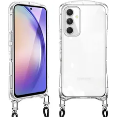 【特価】Galaxy A54 ケース クリア ショルダー SC-53D SCG21 ギャラクシーA54 5G スマホケース 全透明 耐衝撃 カバー 肩掛け 首掛け 斜めかけケース 可愛い かわいい 韓国 TPU 長さ調整可能 取り外し可能(クリア)