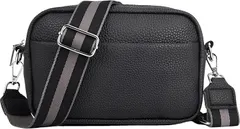 emptio エンプティオ 斜めがけ フェイクレザー ショルダーバッグ 可愛い コンパクト ボディバッグ 肩掛け カバン レディース フェミニン 小さめ 横がけ きれいめ フォーマル ファスナー アウトドア(カーボンブラック,  ミニ)