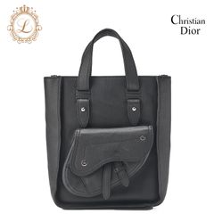 DIOR HOMME ディオールオム　 サドル　 ハンドバッグ　 ミニ　黒（シルバー金具） レディース バッグ メンズバッグ【中古】【送料無料】