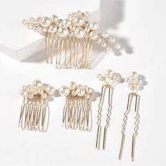 髪飾り ヘッドドレス 着物 入学式 卒業式 和装 成人式 コーム かんざし 浴衣 留袖 5点セット 着物 黒留袖 花嫁 パール パール ヘアピン Uピン ヘアアクセサリー 結婚式 xzjhdxc#