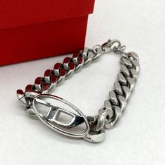 DIESEL ディーゼル ブレスレット DX1432 00DJW ロゴチェーンブレスレット アクセサリー メンズ  シルバー 服飾小物 B14701◆