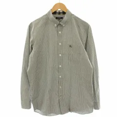 バーバリー ロンドン BURBERRY LONDON ボタンダウンシャツ カジュアルシャツ ギンガムチェック 長袖 大きいサイズ LL グレー 白 ホワイト A1M41-401-75 /HN