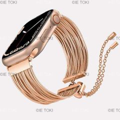 女性用スチールチェーンブレスレット Apple Watch用ストラップ iwatchウルトラse シリーズ8 7 6 5 4 3 2 1 49mm 45mm 41mm  44mm  40mm  42mm  38mm