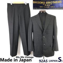 美品/日本製/Vintage★Brooks Brothers/ブルックスブラザーズ 346★3ピース/春夏スーツ/セットアップ【92-A5/メンズS程度/ダークグレー】背抜き/シングル/ベスト/Jacket/pants◆BJ065-c