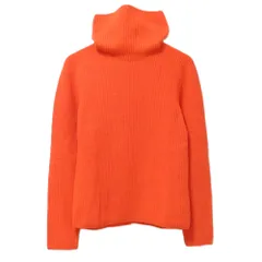 美品 RALPH LAUREN PURPLE LABEL ラルフローレンパープルレーベル カシミヤ100％ 長袖 タートルネックリブニット セーター オレンジ レディース 古着 中古 USED