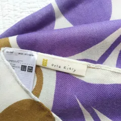 UNIQLO×orla kiely／ユニクロ×オーラカイリー　お花模様　花柄ショール　ストール　総柄　華やか　パープル×ライトブラウン　夏　冷房対策　日焼け予防　手洗い可