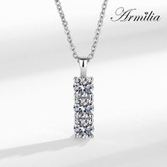 ネックレス レディース ３連粒 スリーストーン 4A CZダイヤモンド AAAA キュービック ジルコニア プラチナ コーティング仕上げ アレルギー対応 送料無料 プレゼント 人気 エレガント 豪華 華奢 シンプル アクセサリー ジュエリー