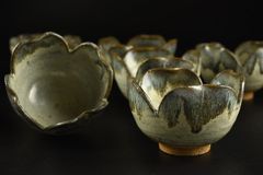 逸品 超力作備前 割山椒変形小鉢五個セット 素敵な芸術品造形美 古美術