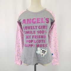 美品★ANGEL BLUE★長袖Ｔシャツ 【キッズ160/ガールズL/グレー×ピンク】エンジェルブルー/ロンT/Tops/Shirts◆BJ004-d