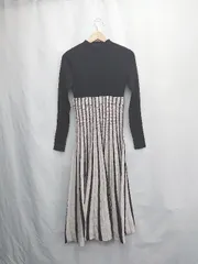 ◇ ⊇ MERCURYDUO マーキュリーデュオ ストライプ 長袖 膝下丈 ワンピース サイズM ブラック系 レディース E  【1503050029933】