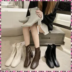 送料無料 ショートブーツ レディースミドルブーティ 歩きやすい スクエアトゥ ストレッチブーツ チャンキーヒール 韓国 アンクルシューズ 美脚 疲れにくい 靴 柔らかい ミドルブーツ 黒 ステッチブーツ秋冬 ブーツ ブラウン