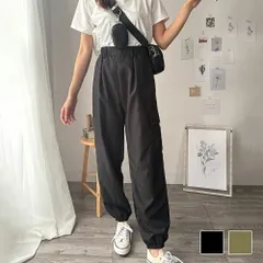 カーゴ風ジョガーパンツ レディース 無地 カジュアル 春夏秋 ロング丈 ウエストゴム 韓国ファッション ポケット ズボン ボトムス 作業 ストリート