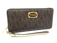 MICHAEL KORS マイケルコース MK柄 PVC ラウンドファスナー 長財布 ウォレット 札入れ 小銭入れ レディース ブラウン系 DJ2895