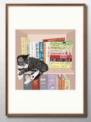 12074本棚の猫 ネコ 北欧 A3 サイズ ポスター アート おしゃれ 絵画 インテリア 北欧 イラスト マット紙 艶消し アートパネル 額 フレーム デザイン 壁掛け ギフト 新築祝い ディスプレイ 