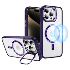 iPhone 15 Pro Max ケース クリア リング付き MagSafe対応 隠れスタンド 耐衝撃 カバー アイフォン15 Pro Max ケース 内蔵カメラ リングスタンド TPUソフトエッジとPCハードバック ストラップホール付き 傷防止