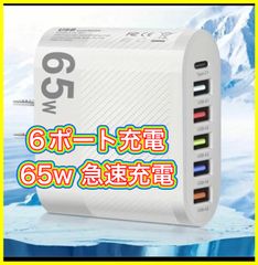 PD含む6ポート　USB急速充電器 ACアダプター白 65W USB充電器 急速充電