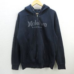 k■ハーレー/Hurley プリント入り フルジップパーカ/スウェット【L】紺/MENS■29【中古】