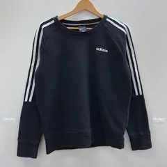 adidas/アディダス スウェット トレーナー プルオーバー ツーライン ワンポイントロゴプリント インドネシア製 メンズ S ブラック