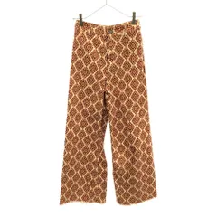 ザラ 総柄 ワイドパンツ 34 クリーム×レッド系 ZARA レディース