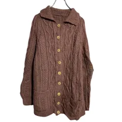 ケーブル 柄編み ニット セーター カーディガン レディース XL～ ブラウン 襟付き 古着卸 アメリカ仕入 a612-5608