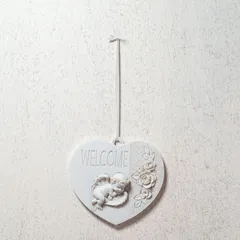 樹脂・レジン製 エンジェル 天使 壁掛け ハート型 ウェルカムオーナメント