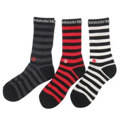 未使用 クロムハーツ 靴下 3点セット ボーダー柄 コットン ブラック