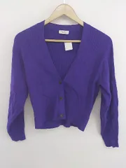 ◇ BEAUTY & YOUTH UNITED ARROWS リブ レーヨン 長袖 ニットカーディガン パープル レディース P  【中古】 【1209200004873】