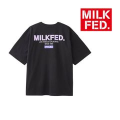 ミルクフェド tシャツ Tシャツ milkfed MILKFED PLAID LOGO WIDE S/S TEE 103252011010 レディース 黒 ブラック おしゃれ ハート チェック柄 ティーシャツ ブランド ティシャツ ロゴ チェック