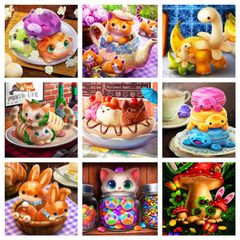 オーロラビーズ入りダイヤモンドアートキット　ハンドメイド　　30×30cm