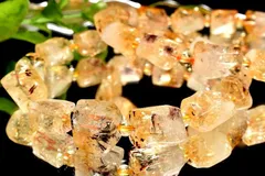 希少◇扇状 ゲーサイトインシトリン　10.5-14x7-12.5(丸玉4)mm　原石ラフカット ブレスレット 1個売り パワーストーン 天然石 _BG5838-2