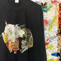 獅子神様 虎アバンギャルド リプリント メンズ 長袖 ロンT Ｌ ＸＬ 個性的　武田信玄 アバンギャルド リプリント メンズ 長袖 ロンT Ｌ ＸＬ 個性的 和柄 屏風 日本画 江戸　ブラック グレー 戦国時代 キングダム
