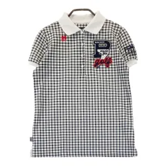 サイズ：0 PEARLY GATES パーリーゲイツ 30周年 半袖ポロシャツ ワッペン ギンガムチェック柄 ブラック系 [240101474165] ゴルフウェア レディース ストスト